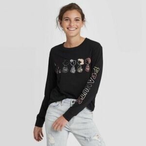 Peanuts Gang Black Long Sleeve Graphic Tee